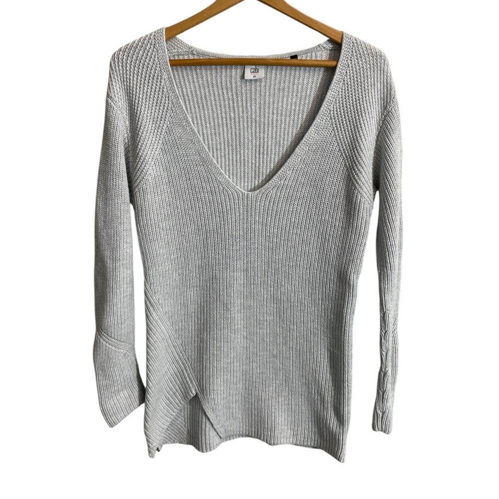 X3- CABI Light Gray V-Neck Sweater Women’s XS